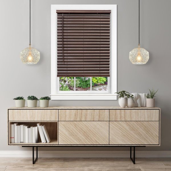 Eyecatcher 39 x 64 in. GII Luna CordlessVinyl Light Filtering Plantation Blinds, Mahogany EY2512038